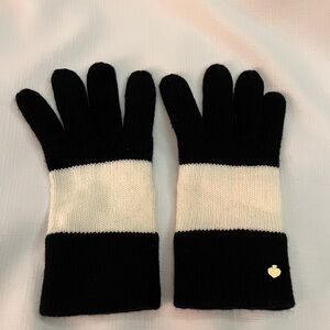 Kate Spade Black and White Striped Gloves